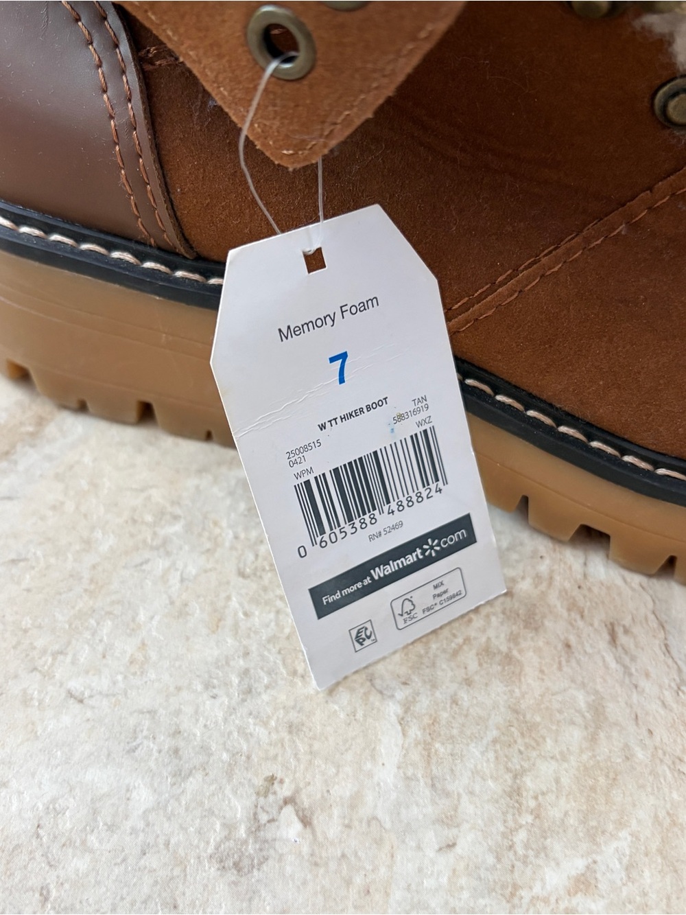 NWT Time and Tru Tan Sherpa Lined Hiking Boots Size 7 Cozy Winter Boots Gorpcore - Picture 4 of 7